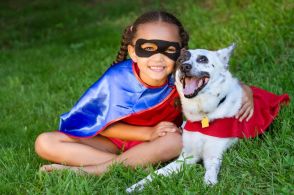 Girl and Dog Super Heros